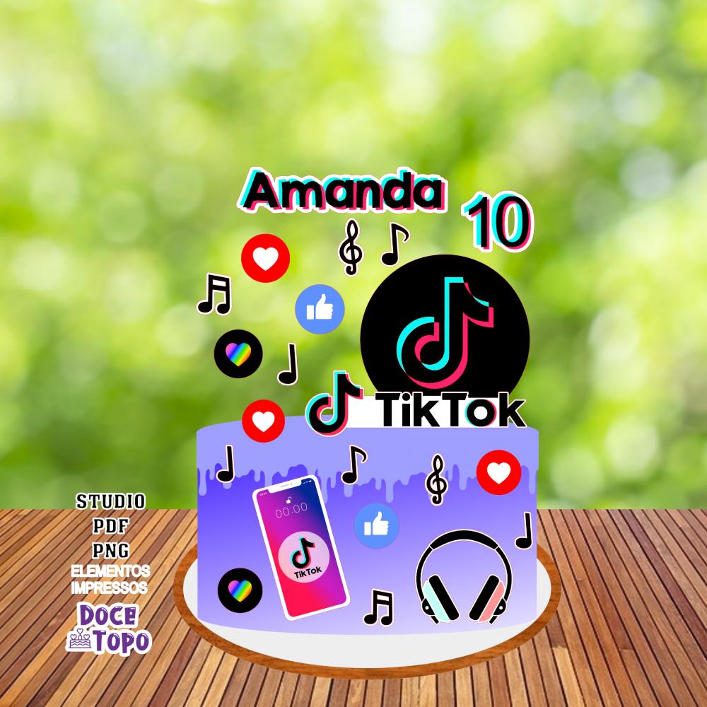 Topo de Bolo Tik Tok 01 Studio/PDF/PNG
