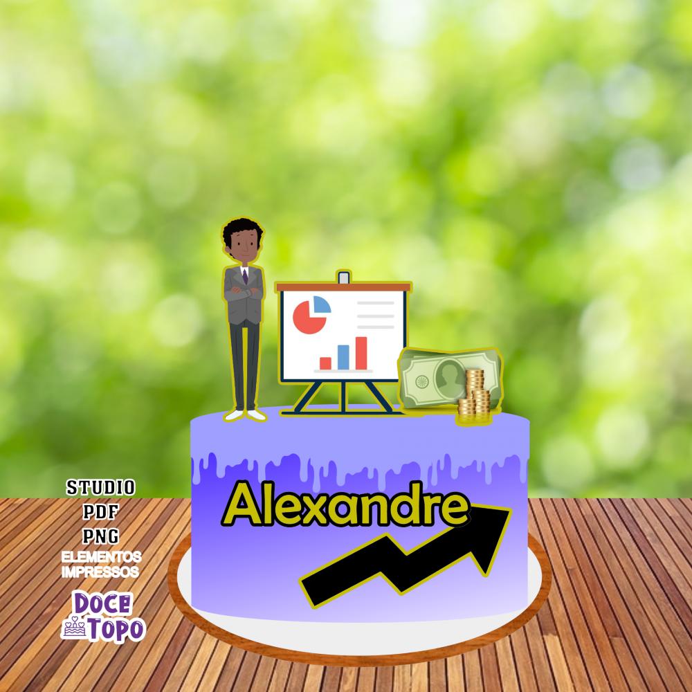 Topo de Bolo Trader Corretor Financeiro Studio/PDF/PNG