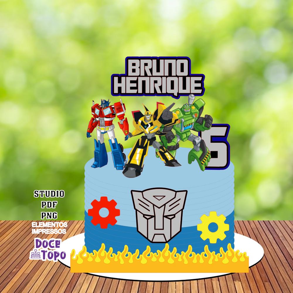 Topo de Bolo Transformers 01 Studio/PDF/PNG