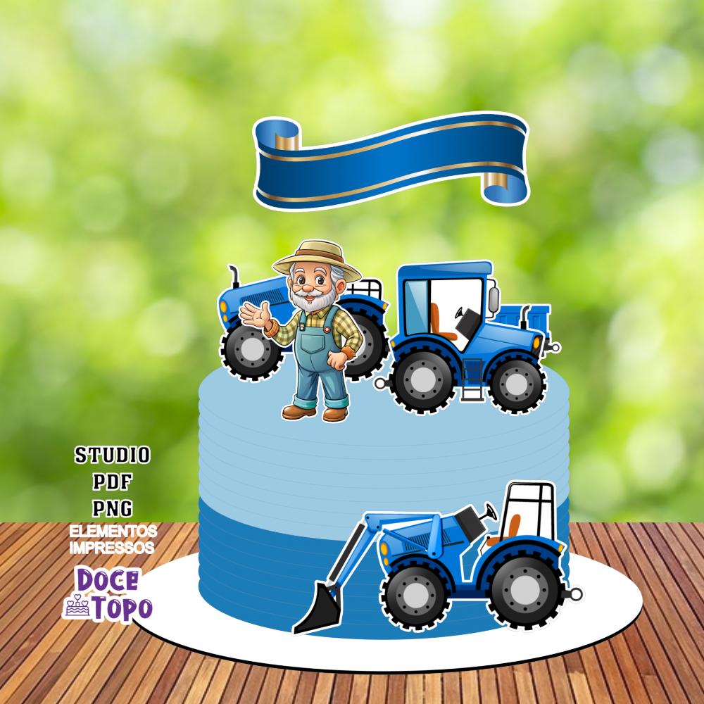 Topo de Bolo Trator 02 Studio/PDF/PNG