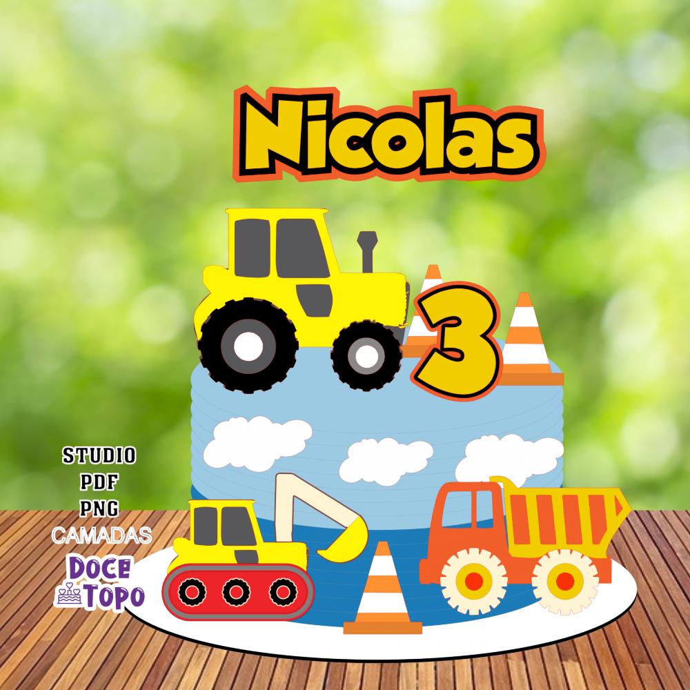 Topo de Bolo Tratores 01 Studio/PDF/PNG