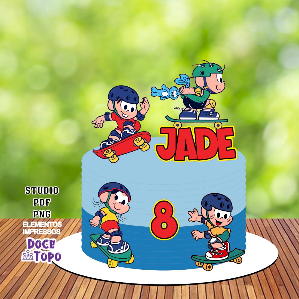 Topo de Bolo Turma da Monica Skate Studio/PDF/PNG