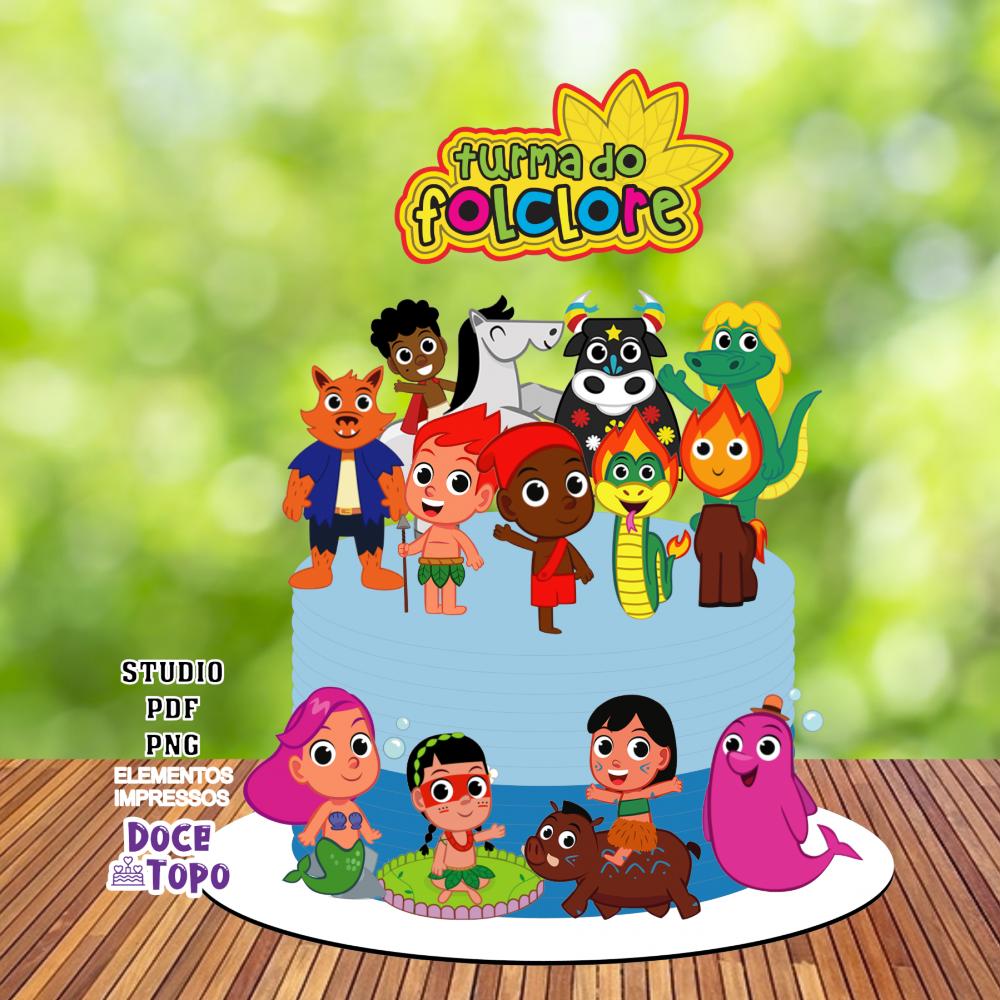 Topo de Bolo Turma do Folclore 01 Studio/PDF/PNG