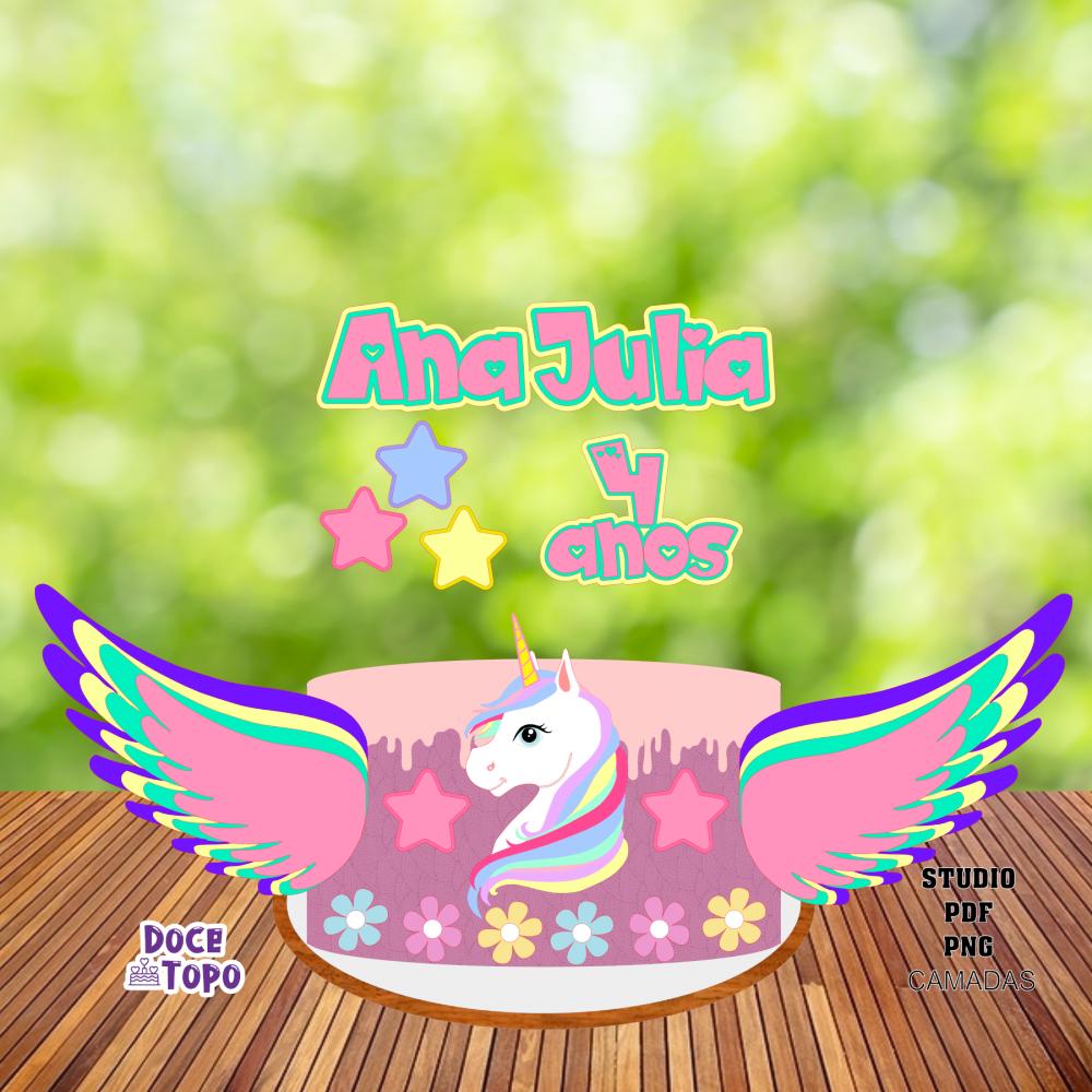 Topo de Bolo Unicórnio 01 Studio/PDF/PNG