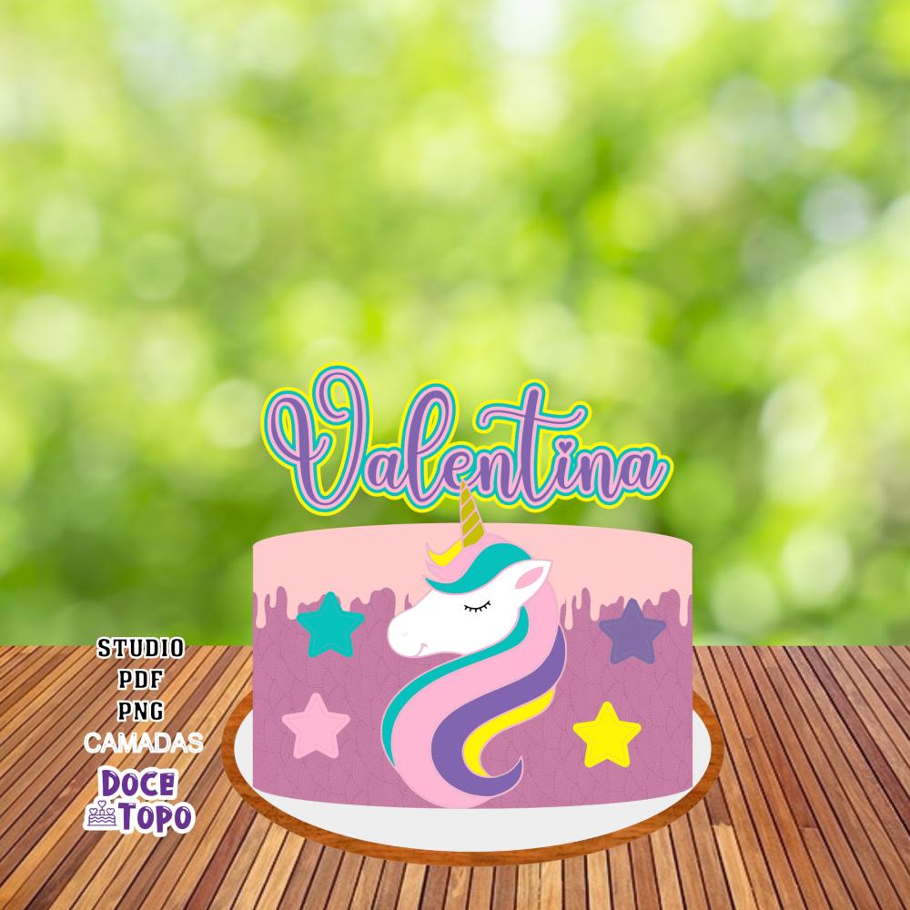 Topo de Bolo Unicórnio 02 Studio/PDF/PNG