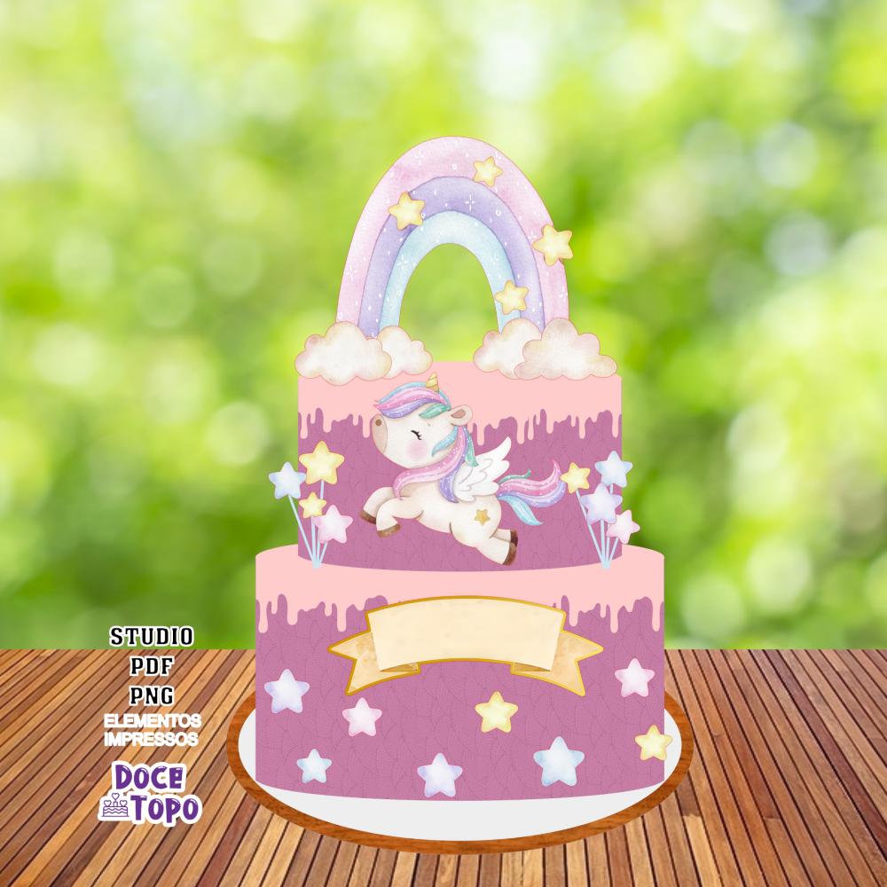 Topo de Bolo Unicórnio 09 Studio/PDF/PNG
