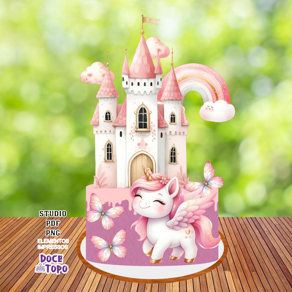 Topo de Bolo Unicórnio 11 Studio/PDF/PNG