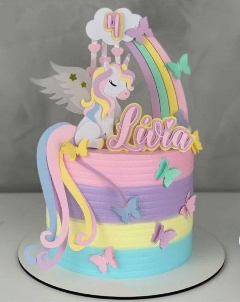 Topo de Bolo Unicórnio 15 Studio/PDF/PNG