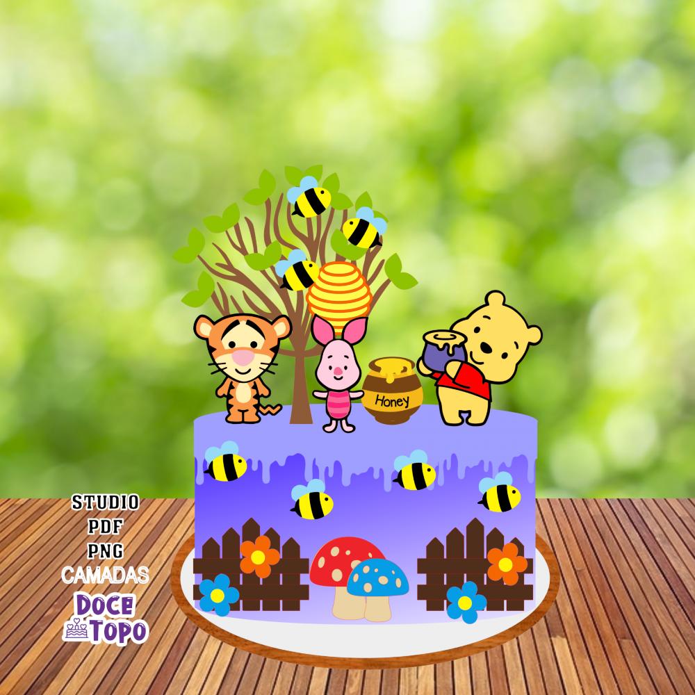Topo de Bolo Ursinho Pooh 01 Studio/PDF/PNG