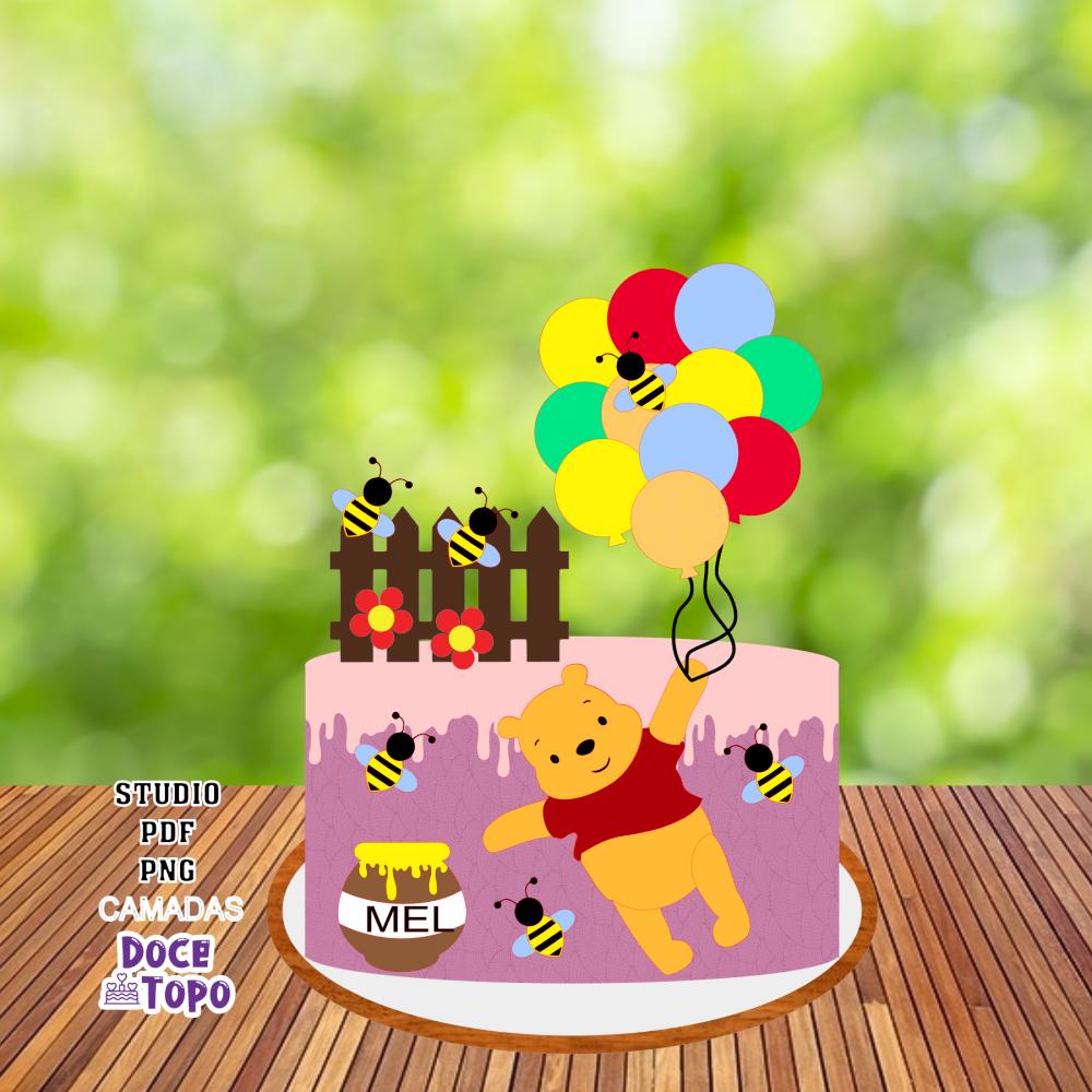Topo de Bolo Ursinho Pooh 02 Studio/PDF/PNG