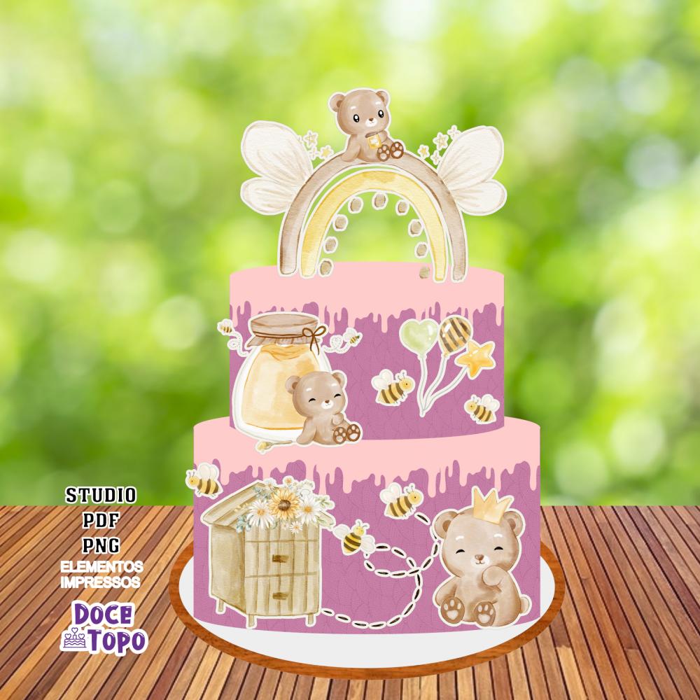 Topo de Bolo Ursinhos 02 Studio/PDF/PNG