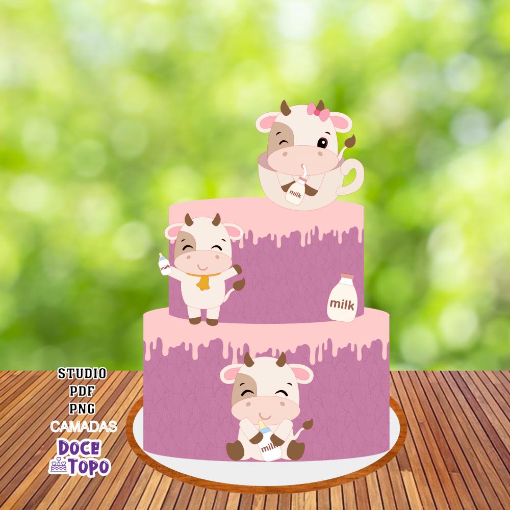 Topo de Bolo Vaquinha 01 Studio/PDF/PNG