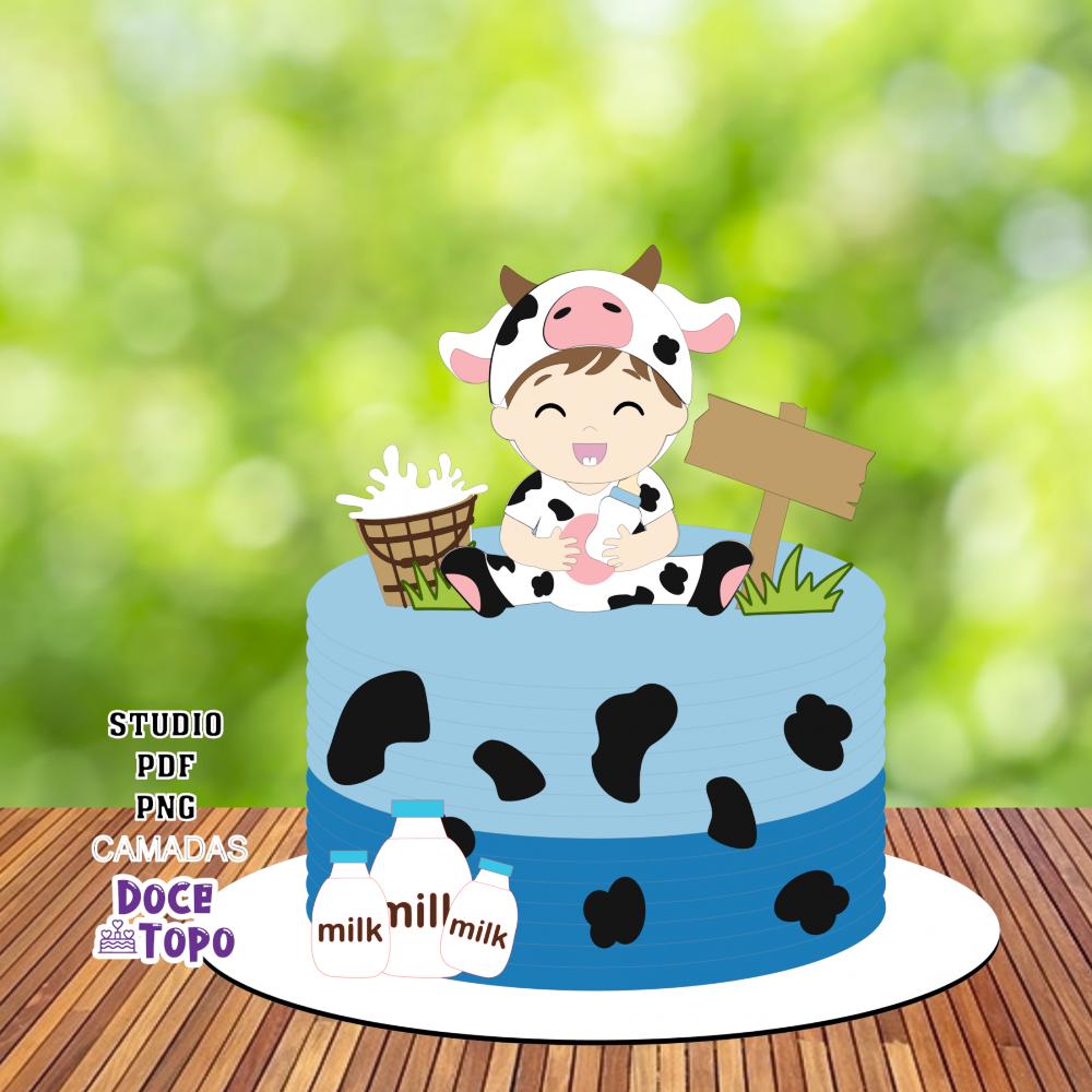 Topo de Bolo Vaquinha 04 Studio/PDF/PNG