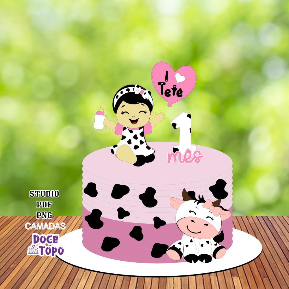 Topo de Bolo Vaquinha 05 Studio/PDF/PNG