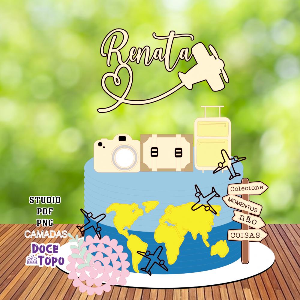 Topo de Bolo Viagem 05 Studio/PDF/PNG