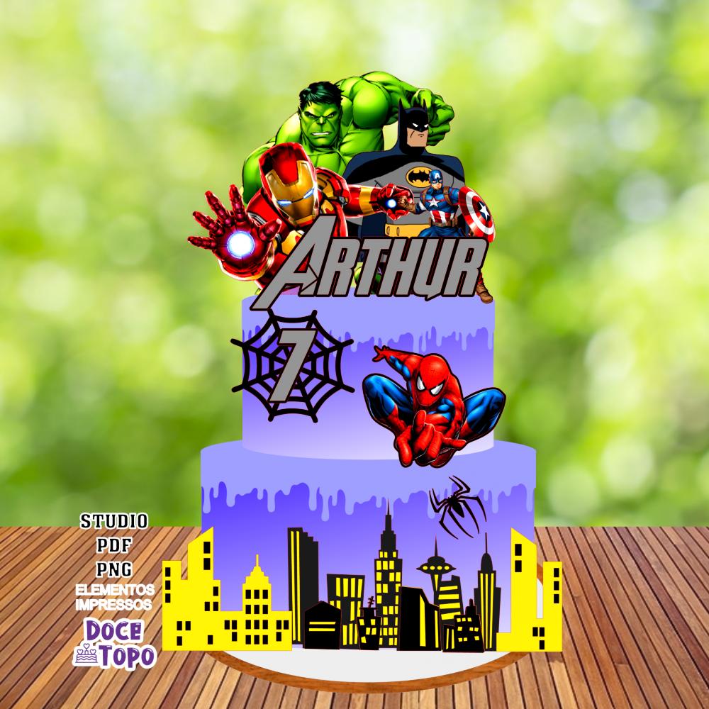 Topo de Bolo Vingadores 01 Studio/PDF/PNG