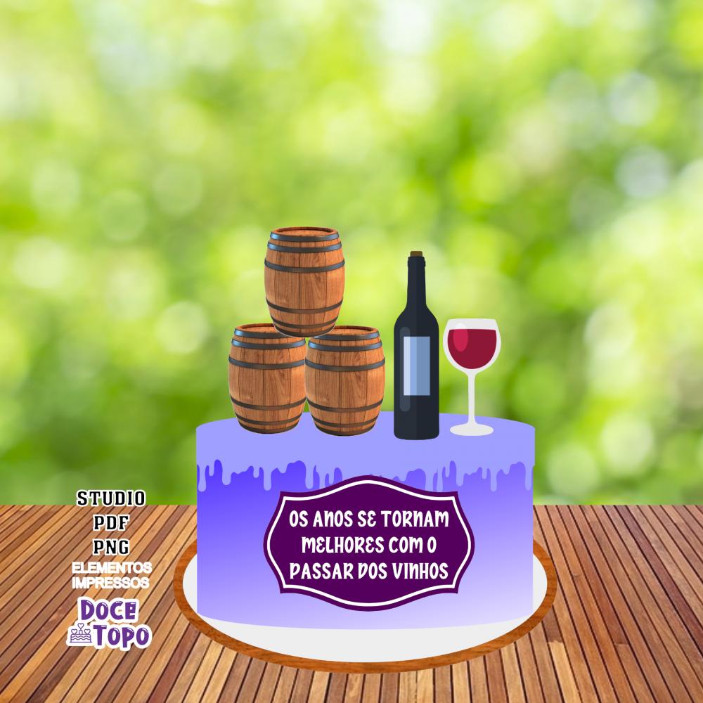 Topo de Bolo Vinho 01 Studio/PDF/PNG