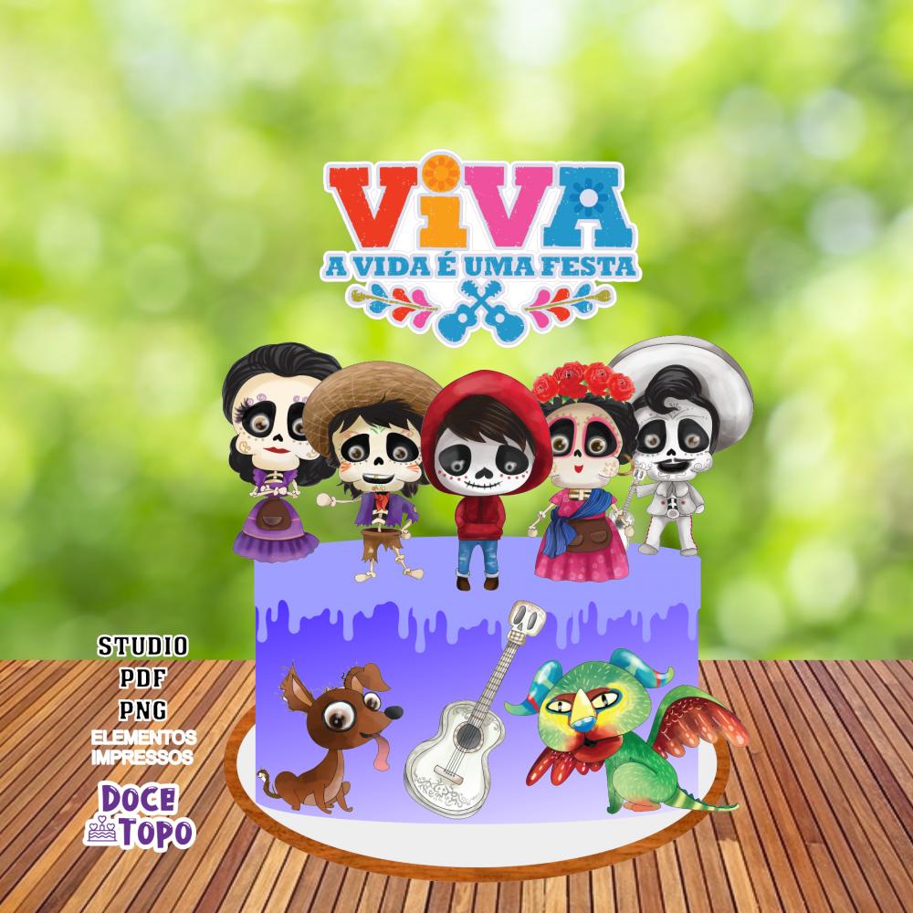 Topo de Bolo Viva, a Vida é uma Festa 01 Studio/PDF/PNG