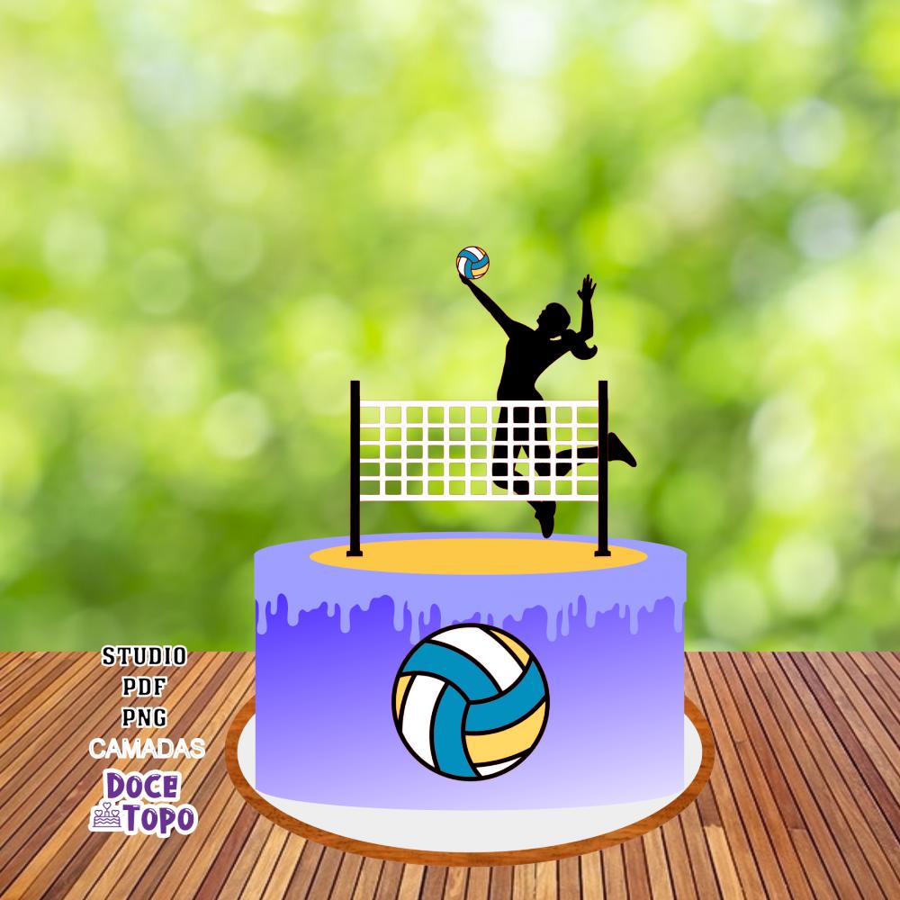 Topo de Bolo Vôlei 01 Studio/PDF/PNG
