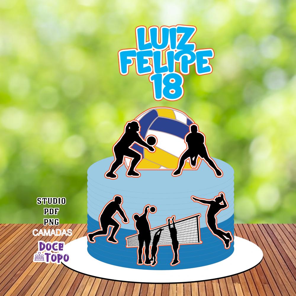 Topo de Bolo Vôlei 02 Studio/PDF/PNG