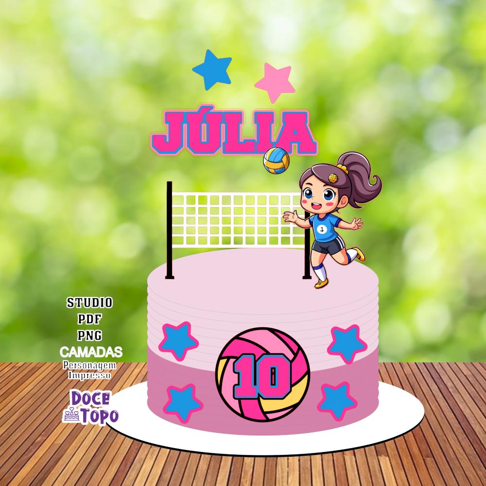 Topo de Bolo Vôlei 03 Studio/PDF/PNG