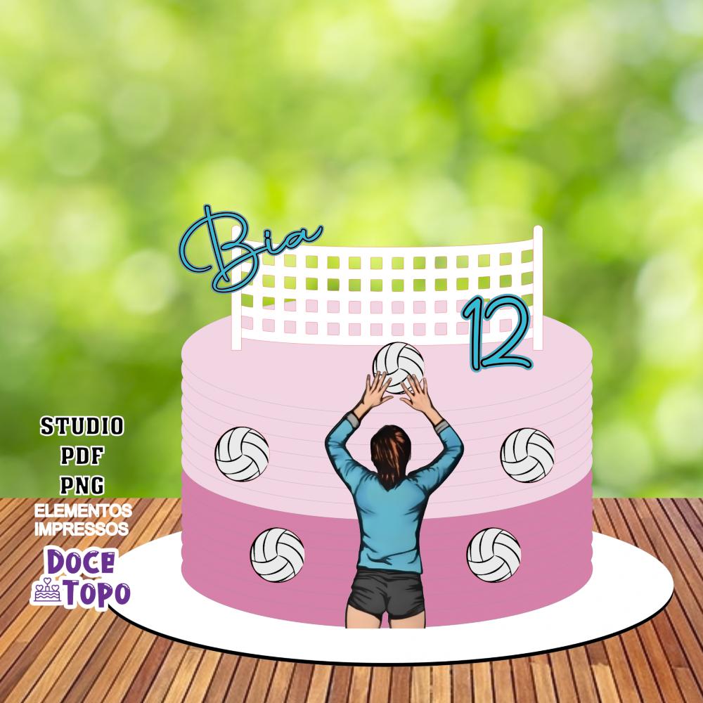 Topo de Bolo Vôlei 04 Studio/PDF/PNG