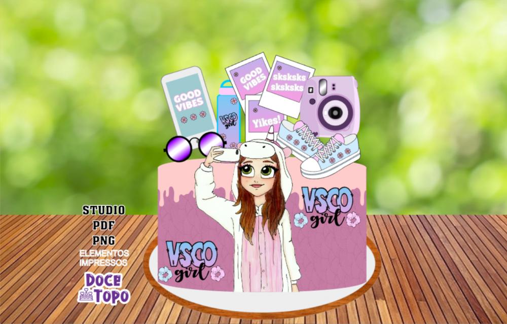 Topo de Bolo VSCO Girl 04 Studio/PDF/PNG