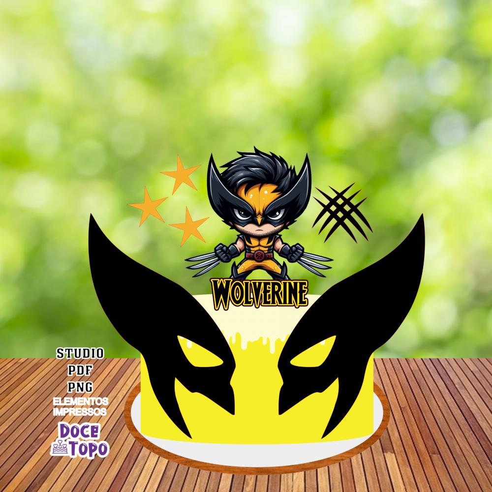Topo de Bolo Wolverine 01 Studio/PDF/PNG