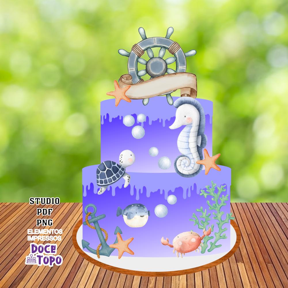 Topo de Bolo Fundo do Mar 04 Studio/PDF/PNG
