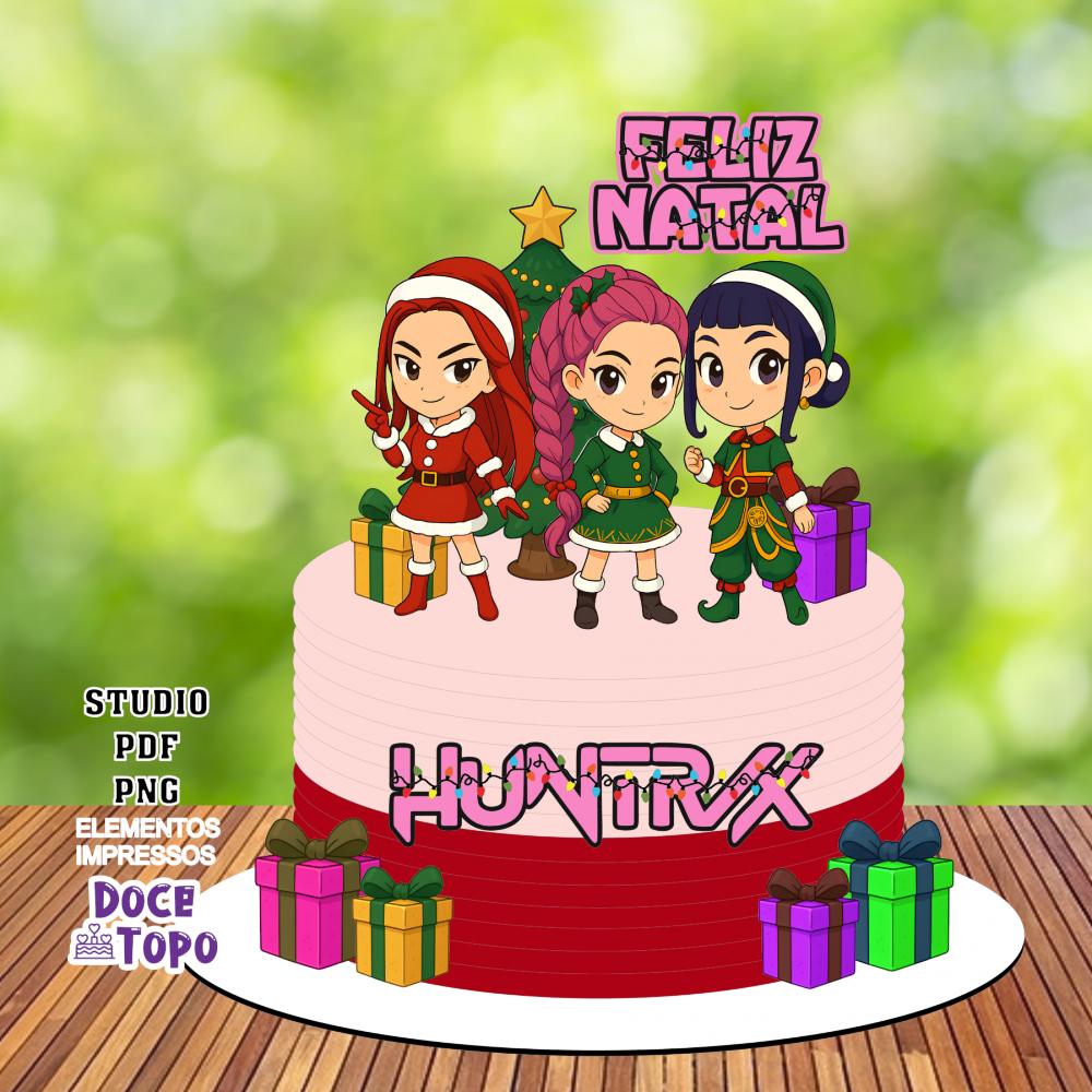 Topo de Bolo Guerreiras do K-Pop Natal 01 Studio/PDF/PNG