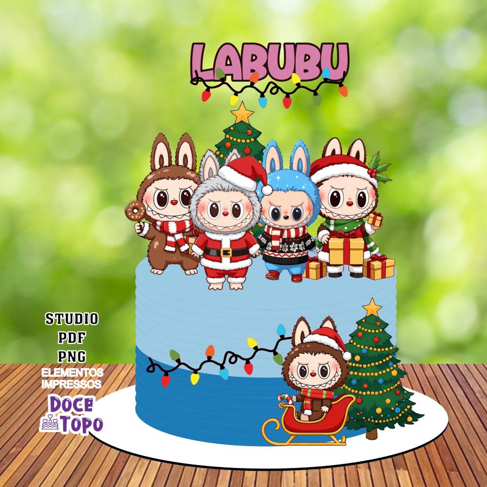 Topo de Bolo Labubu Natal 01 Studio/PDF/PNG