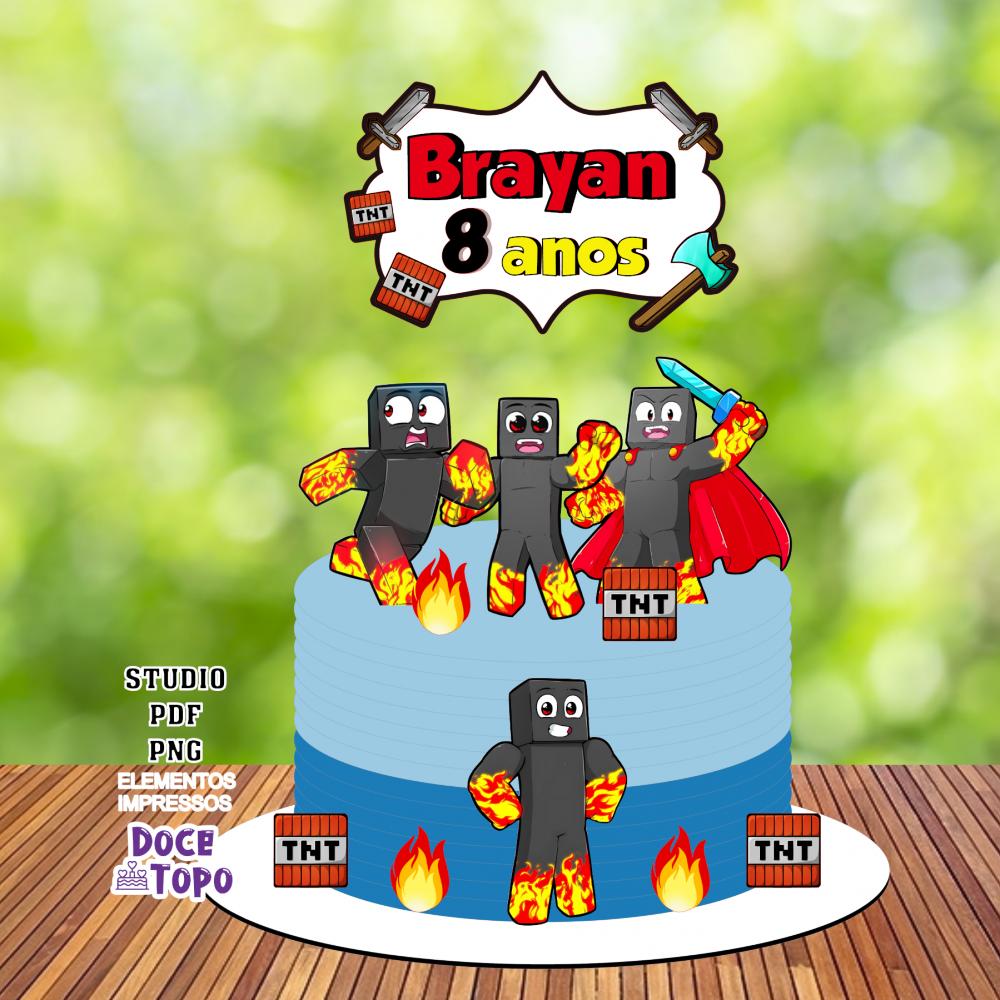 Topo de Bolo Minecraft Athos 01 Studio/PDF/PNG