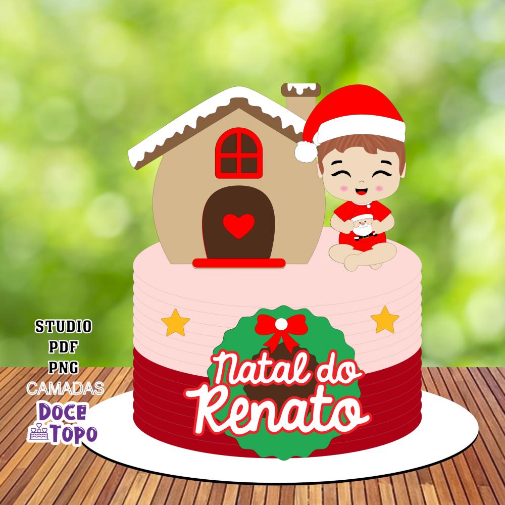 Topo de Bolo Natal 60 Studio/PDF/PNG