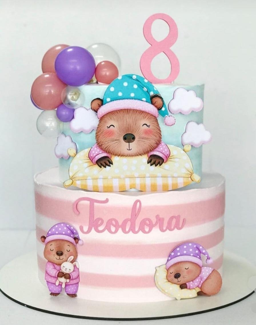 Topo de Bolo Capivara Festa do Pijama 01 Studio/PDF/PNG