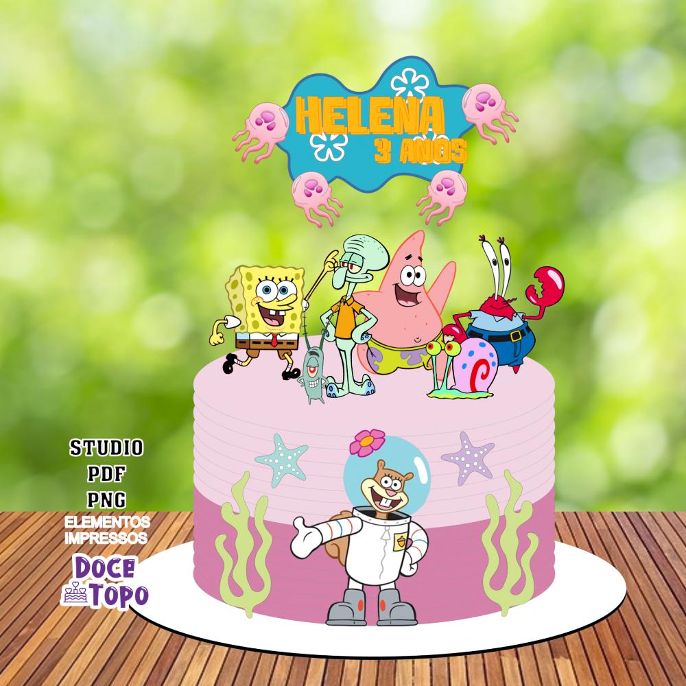 Topo de Bolo Bob Esponja 09 Studio/PDF/PNG