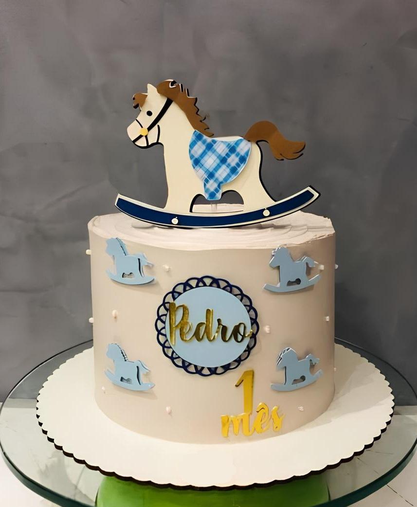 Topo de Bolo Brinquedos Cavalinho Balanço Studio/PDF/PNG