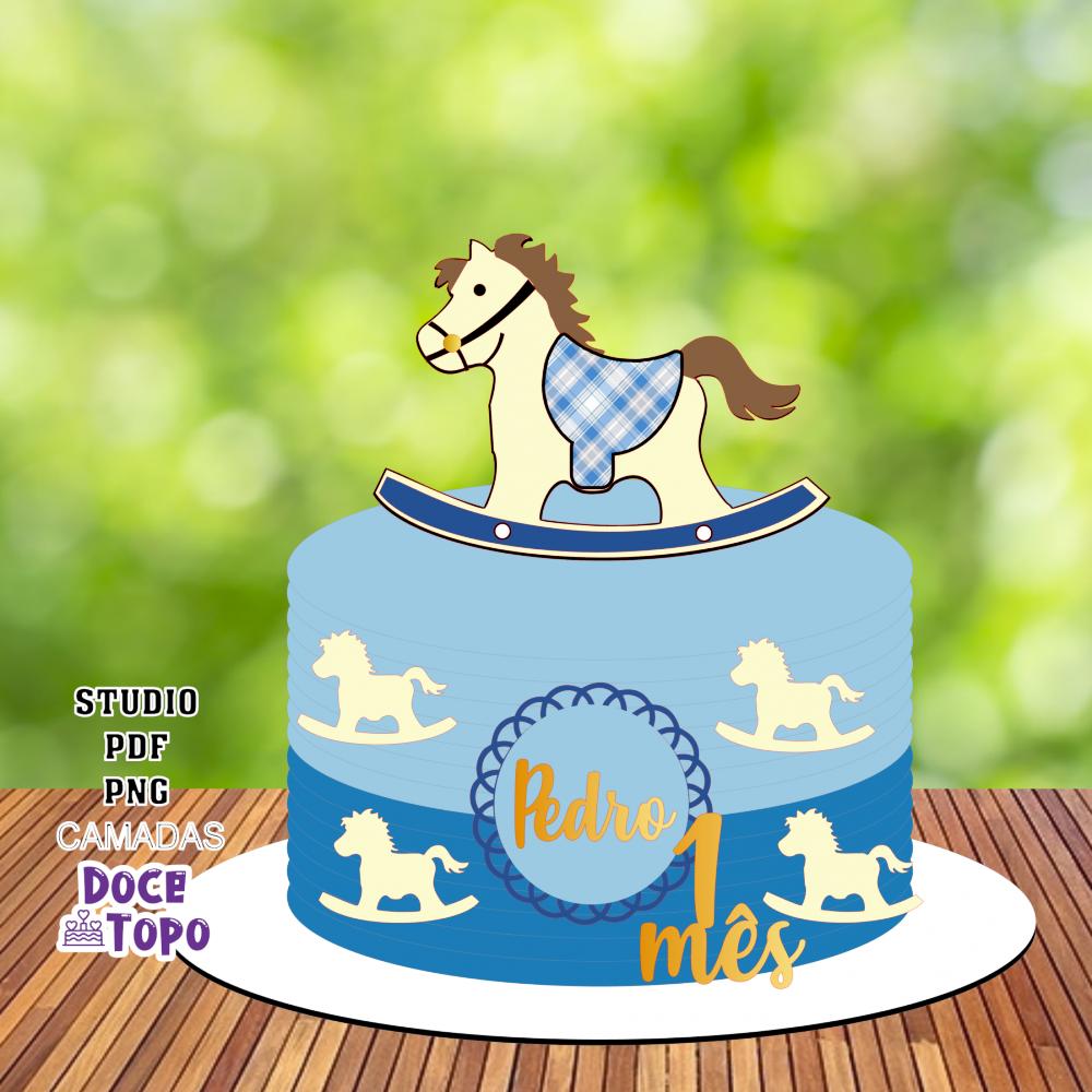 Topo de Bolo Brinquedos Cavalinho Balanço Studio/PDF/PNG