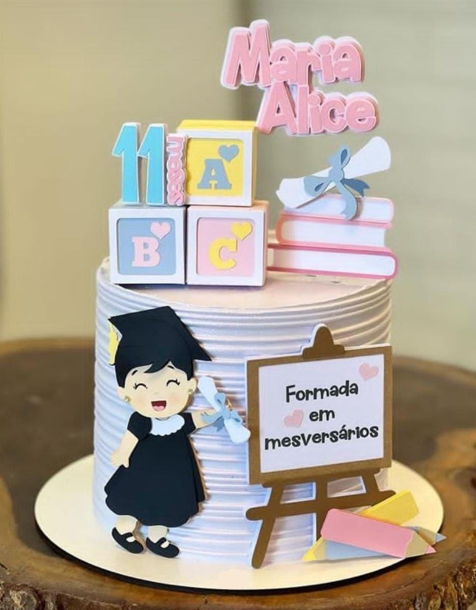 Topo de Bolo Formatura Mesversário 04 Studio/PDF/PNG