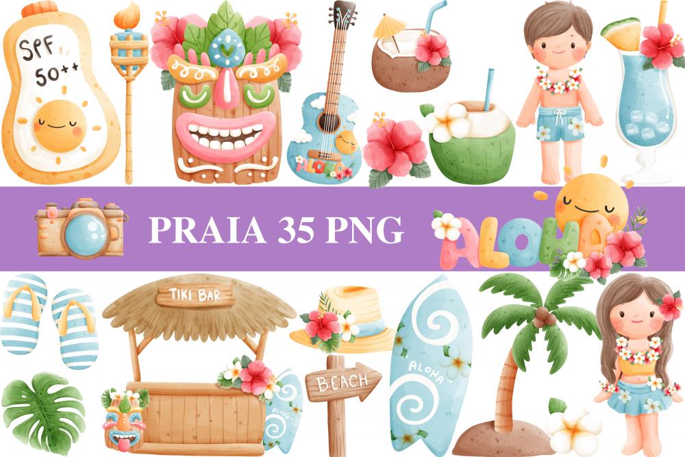 Kit Digital Png Praia Hawaii 06