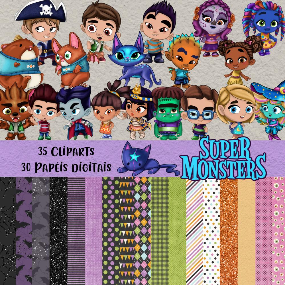 Kit Digital Png Papéis Digitais Super Monstros 02
