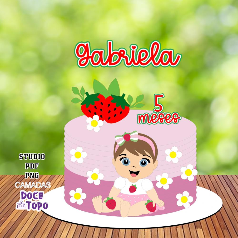 Topo de Bolo Frutinhas - Morango 01 Studio/PDF/PNG