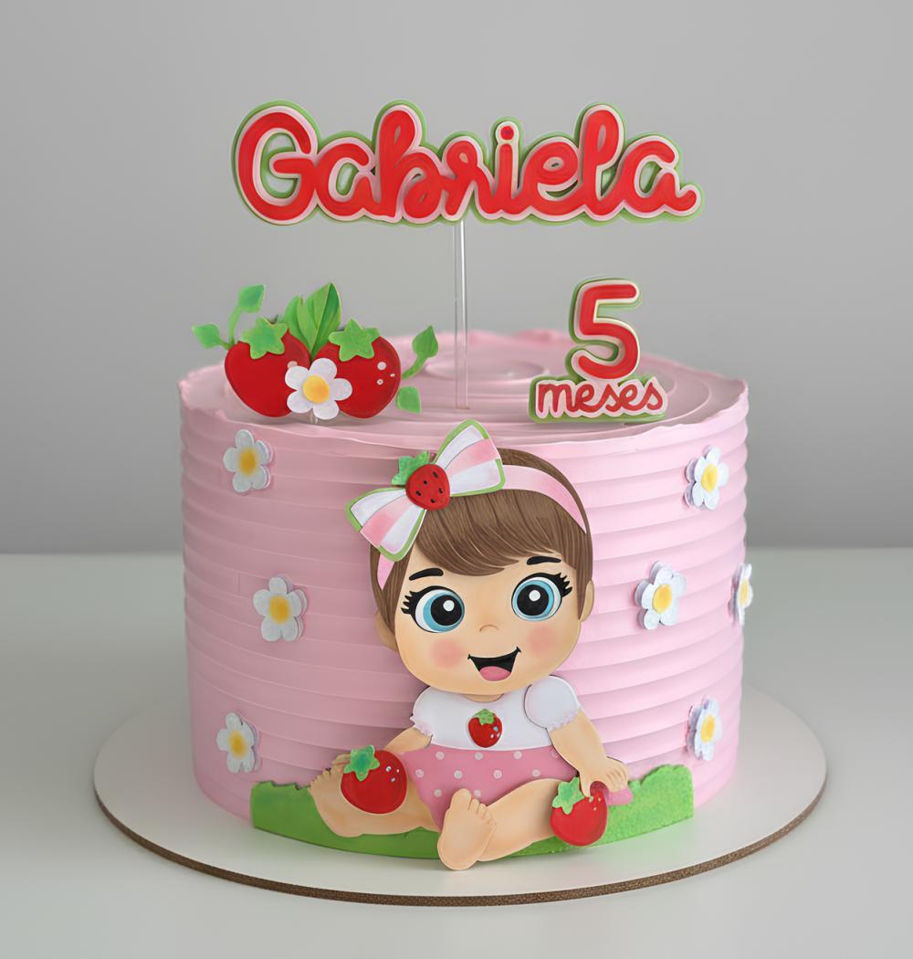 Topo de Bolo Frutinhas - Morango 01 Studio/PDF/PNG