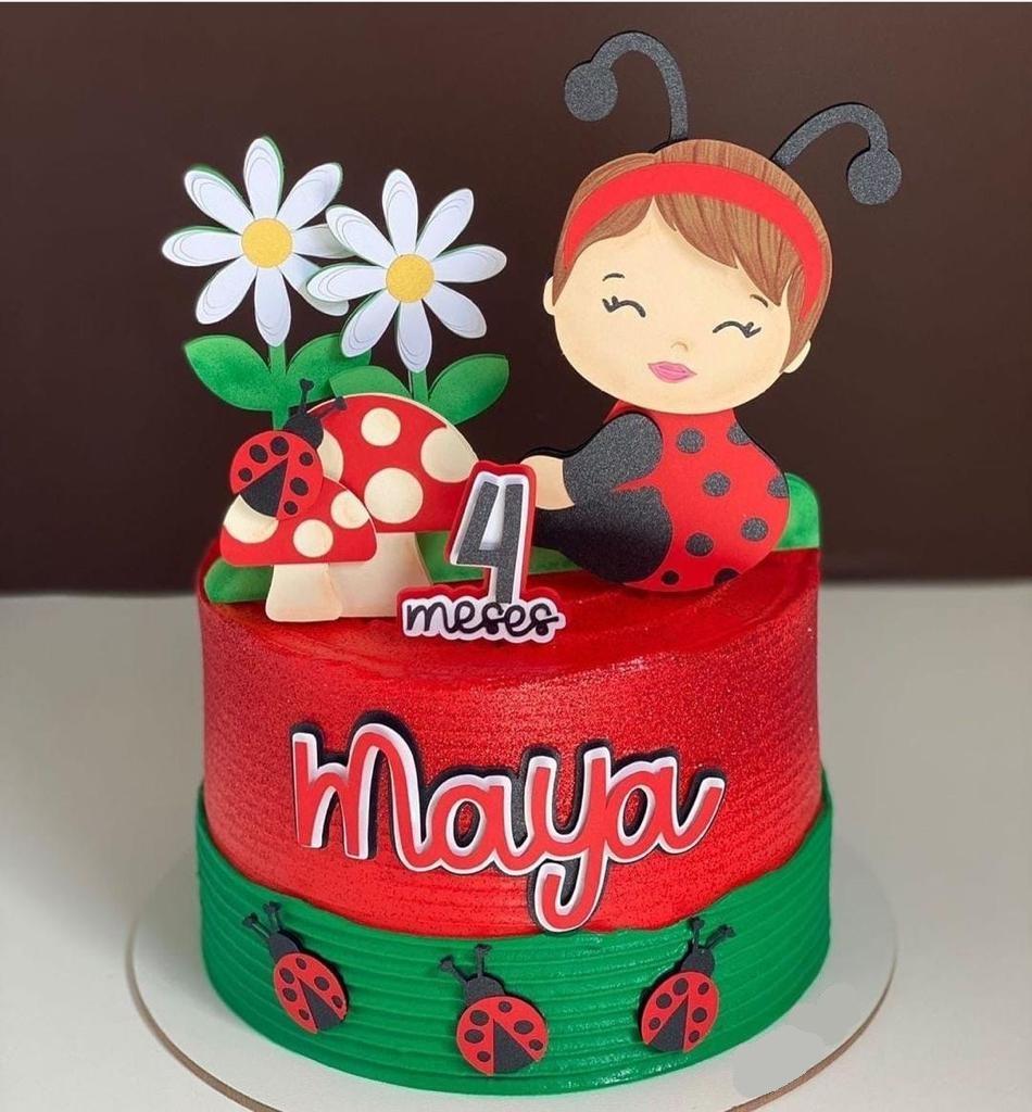 Topo de Bolo Joaninha 01 Studio/PDF/PNG