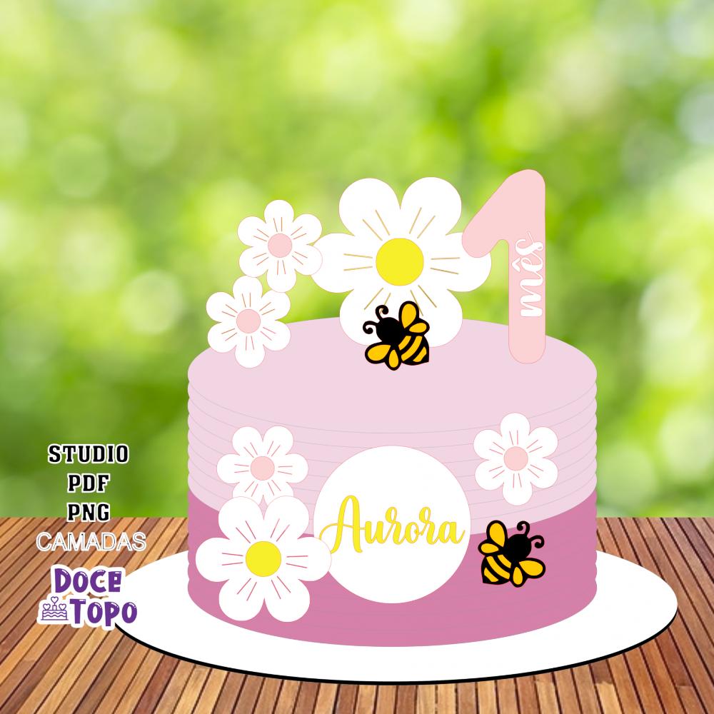 Topo de Bolo Margaridas 03 Studio/PDF/PNG