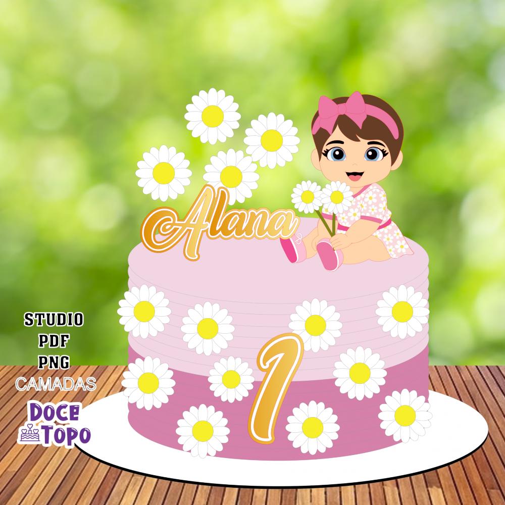 Topo de Bolo Margaridas 04 Studio/PDF/PNG