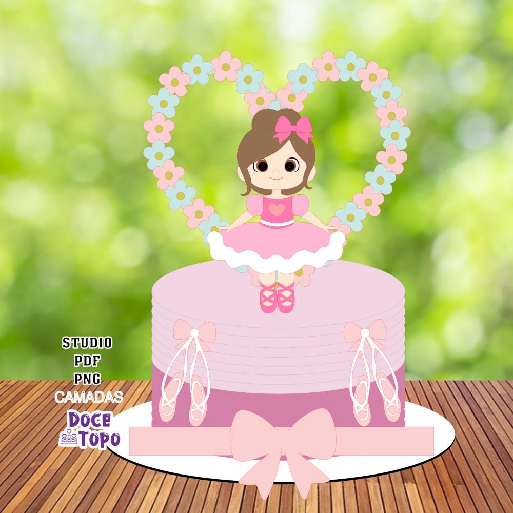 Topo de Bolo Bailarina 25 Studio/PDF/PNG