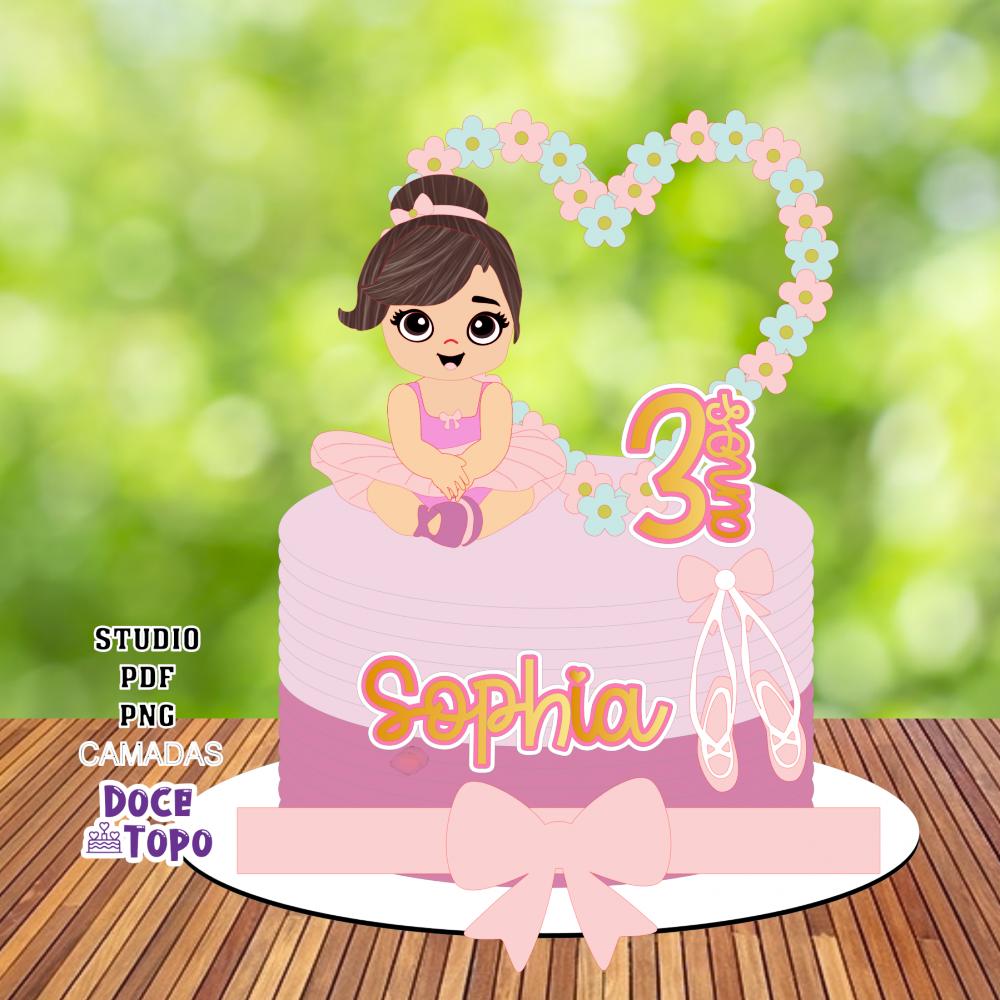 Topo de Bolo Bailarina 26 Studio/PDF/PNG