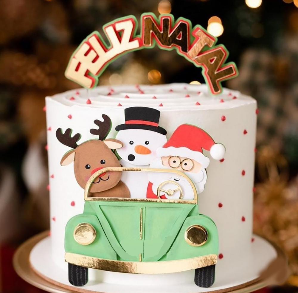 Topo de Bolo Natal 32 Somente Studio