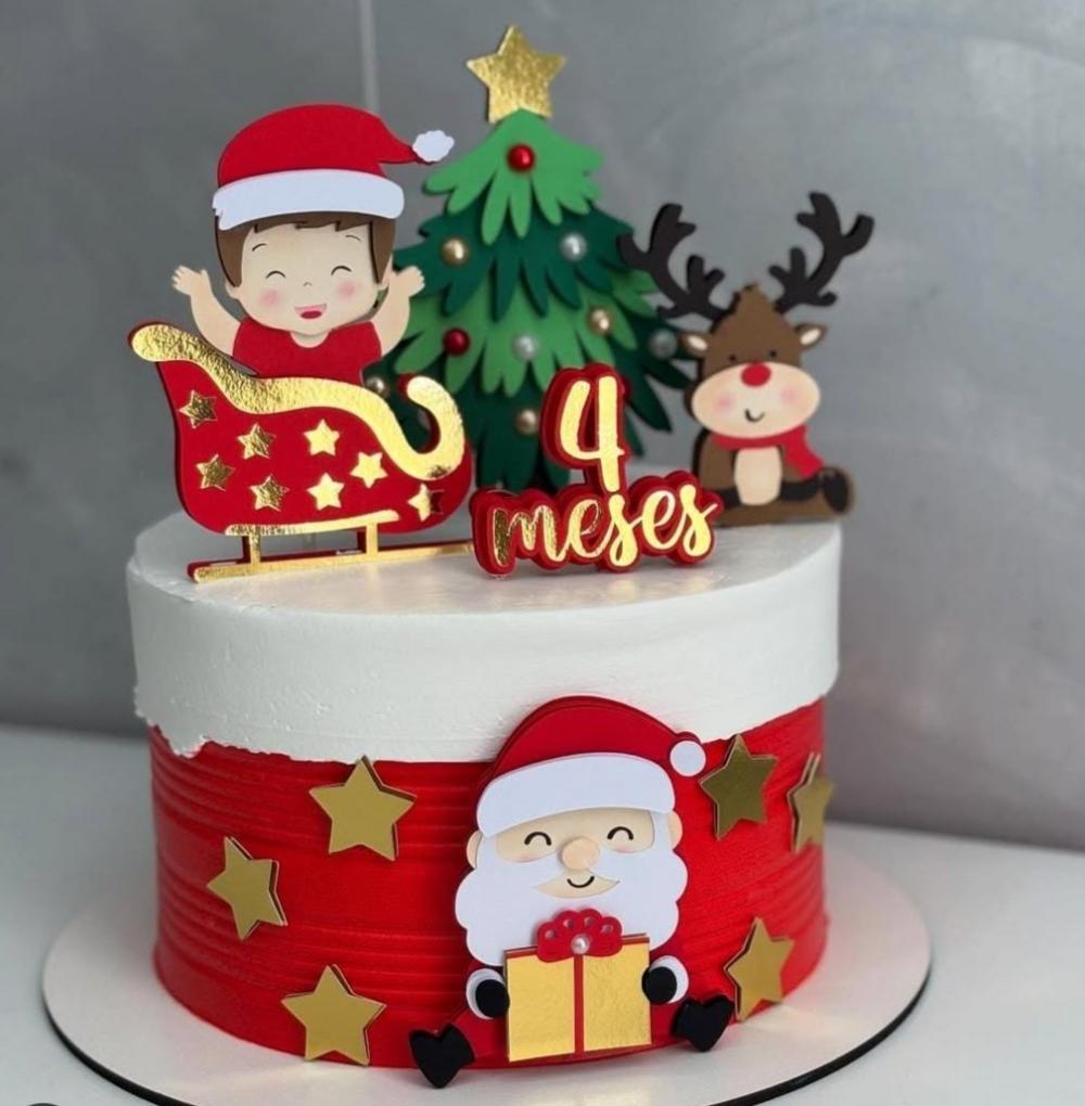 Topo de Bolo Natal 65 Somente Studio