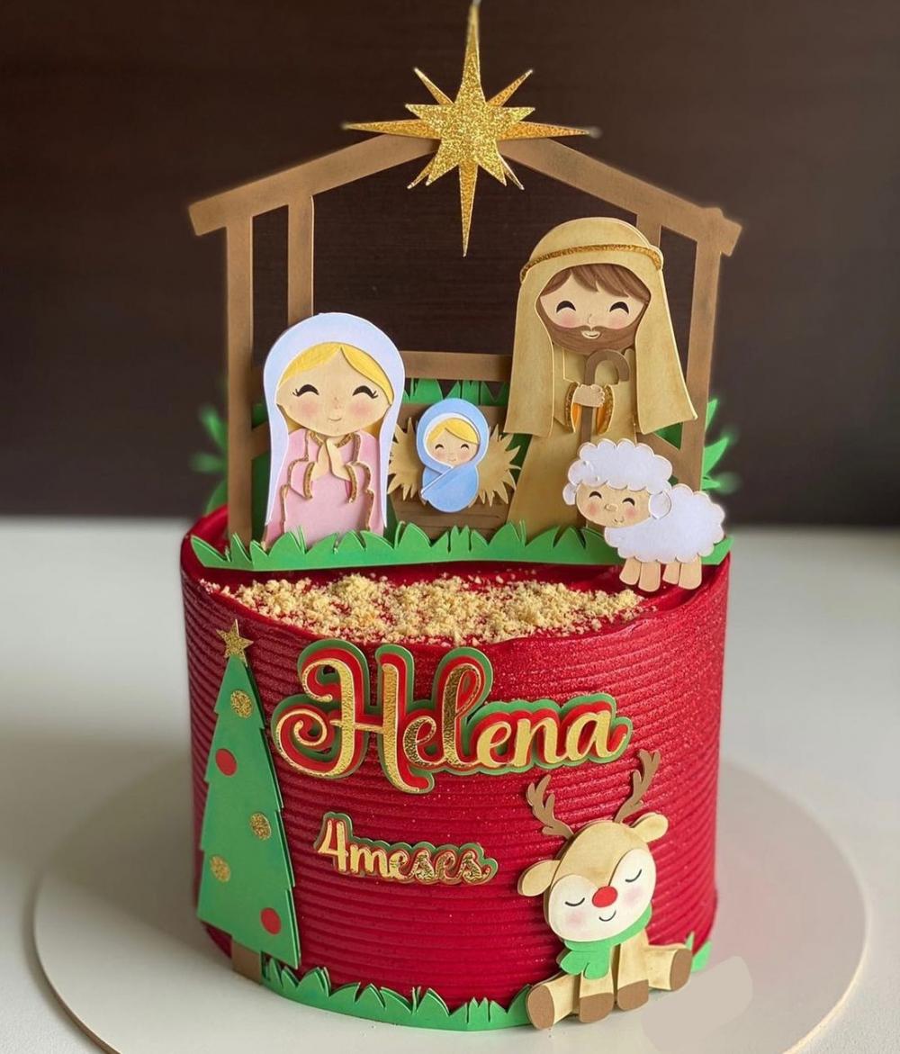 Topo de Bolo Natal Presépio 10 Somente Studio